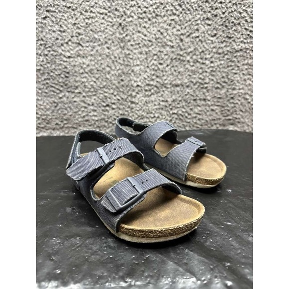 Birkenstock Milano HL Rivet Logo Textile Vegan Sandals Midnight Kids Size 30 EU - Picture 1 of 10